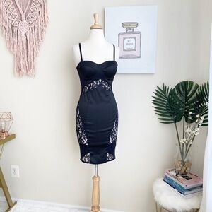 Charlotte Russe black fitted lace trim dress
